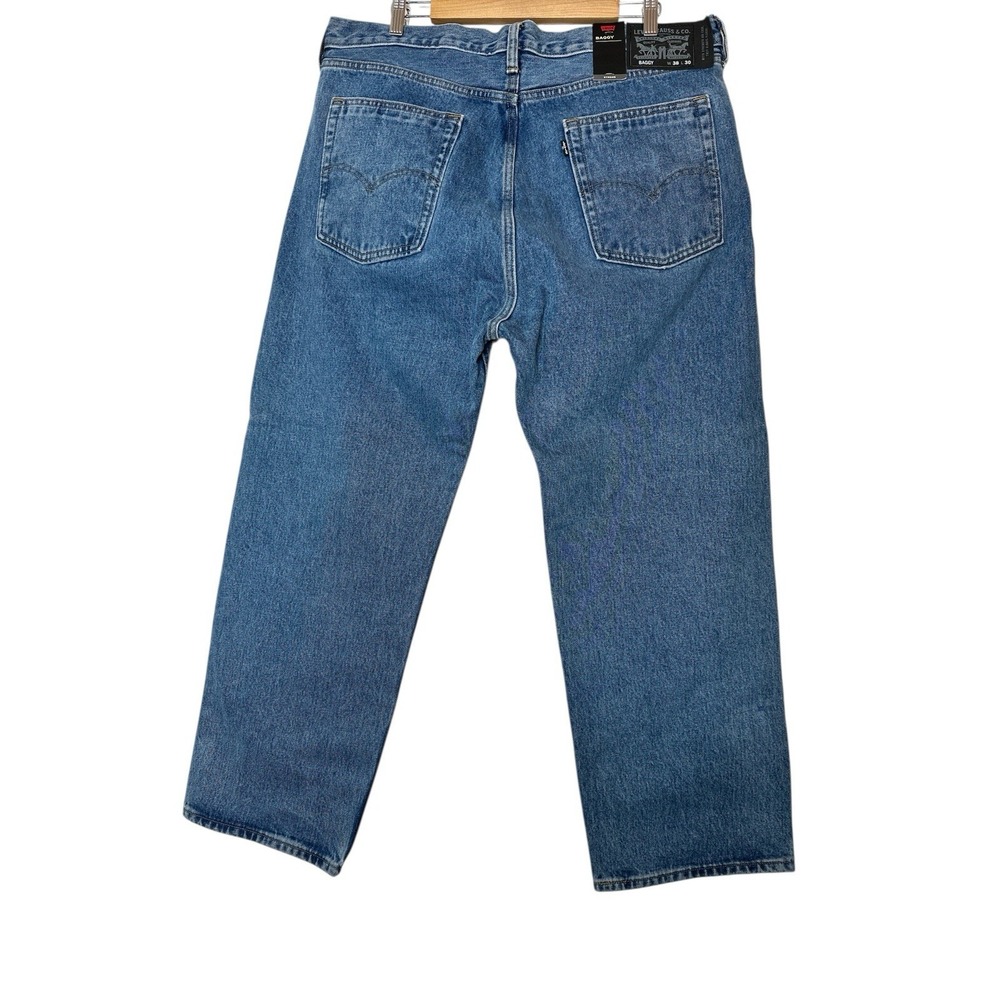 Levis Jeans Mens 38x30 Blue Denim Loose Baggy Straight Dark Wash Cotton New